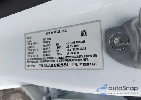 2022 Tesla Model 3 Long Range Dual Motor All-Wheel Drive из США, поврежденный, VIN 5YJ3E1EB9NF255334